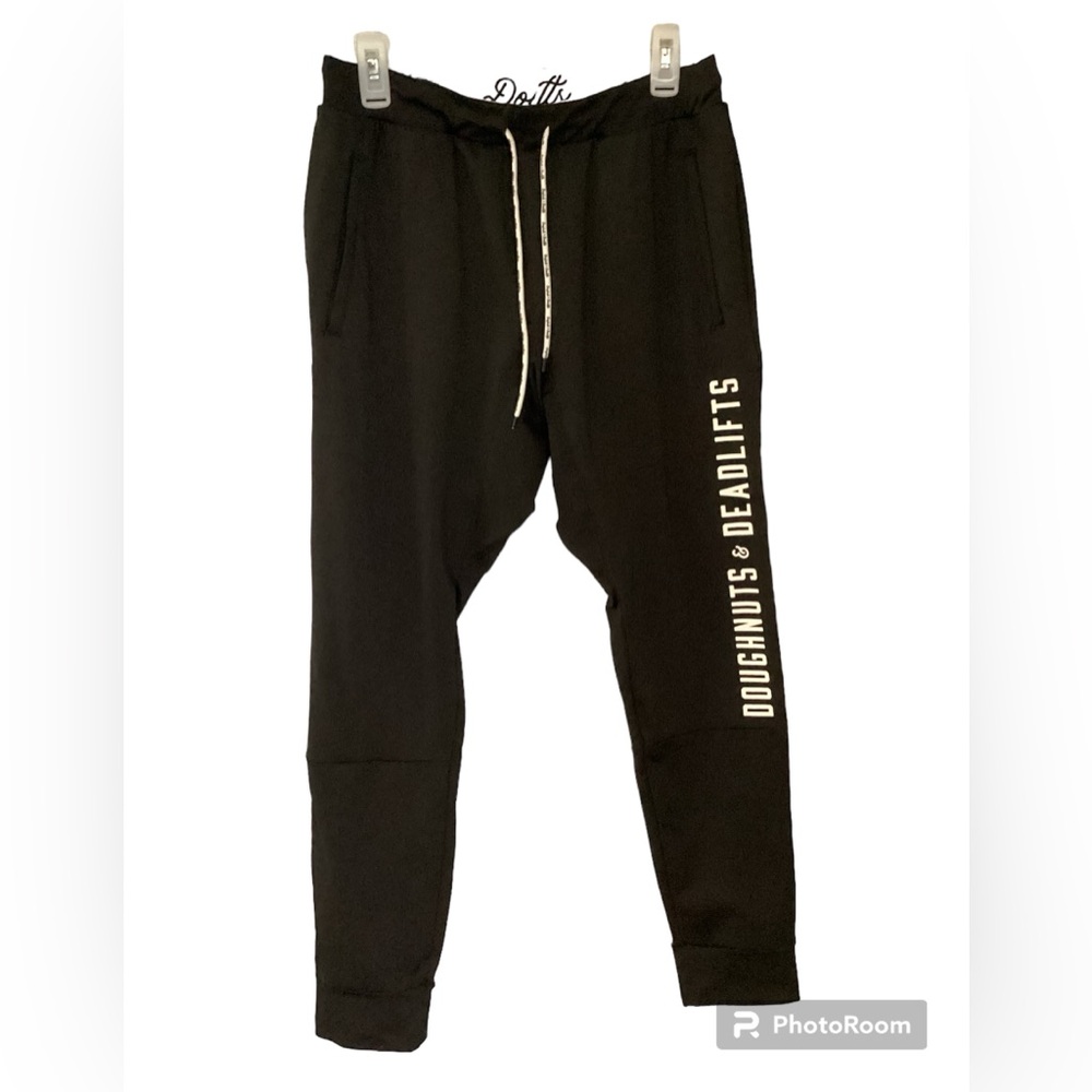 Doughnuts & Deadlifts Mens Black Joggers Athletic Gym Pants Medium 2019